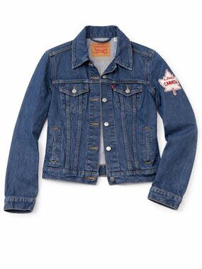 Levi’s Denim Trucker Jacket Canada Patch Blue Jean Jacket Women’s S